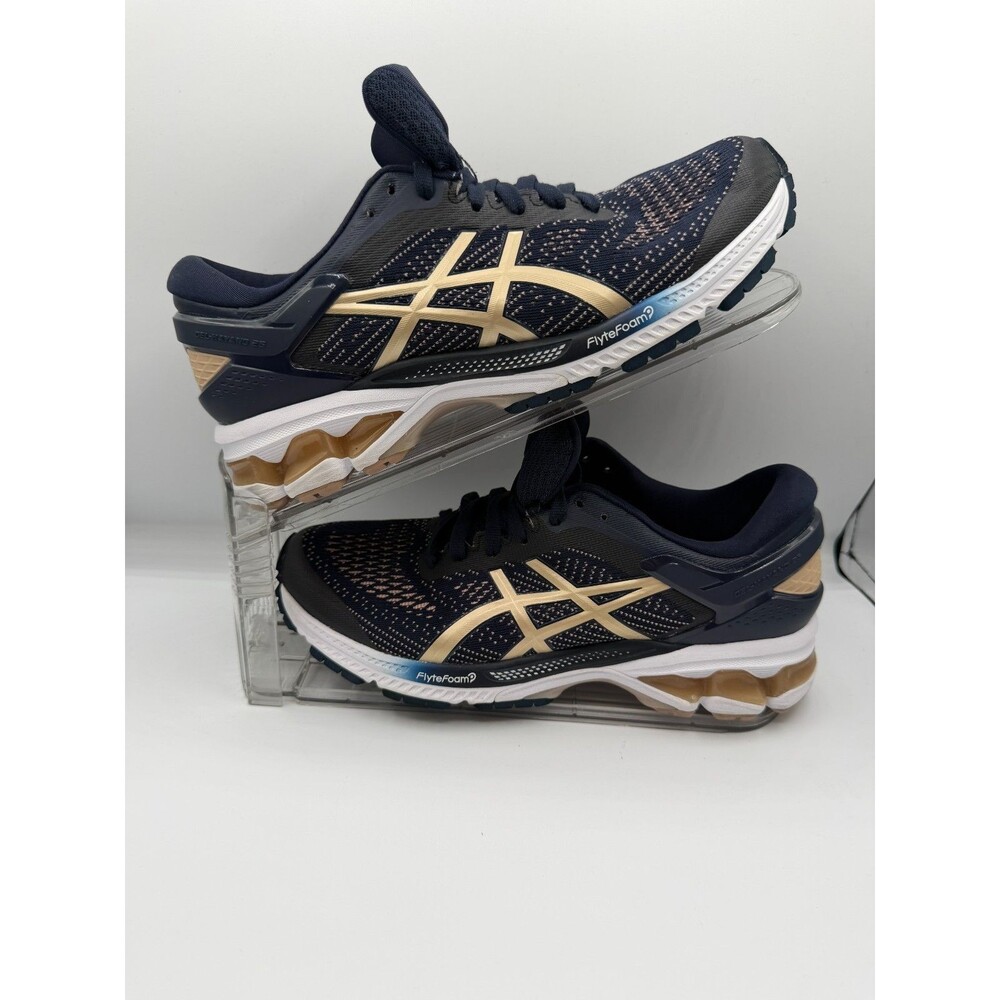ASICS Gel Kayano 26 Women's Size 7.5 Navy Gold Running Shoes FlyteFoam 1012A457